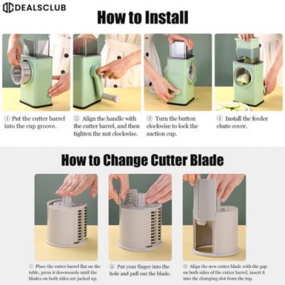 Multifunctional Vegetable Cutter – 3 in 1 Rotary Vegetable Slicer
